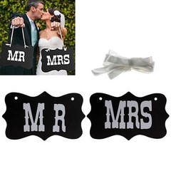 2x Mr Mrs Bride Groom Photo Booth Props Chair Signs Garland Banner Wedding Decor
