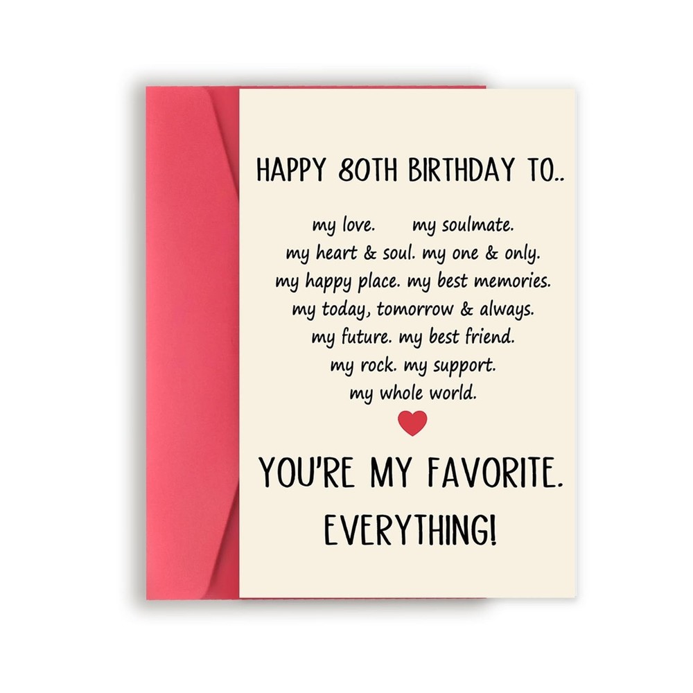 Asmallgf Sweet 80th Birthday Card for Lover, 80 Birthday Gifts for Women Men,…