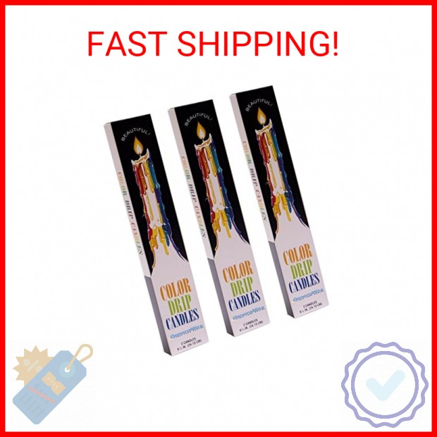 Color Drip Candles, 3-Pack (6 candles total), Unscented