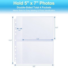 30 Pack 5×7 Photo Album Refill Pages for 3 Ring Binder,Ultra-Clear Photo Slee…