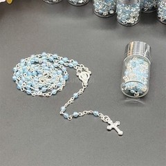 US 12 Lady Guadalupe Rosary Silver Cap Glass Jar Baby Shower Baptism Party Favor