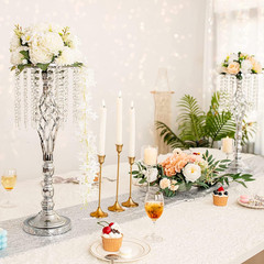 10 Silver Metal Flower Vases for Wedding Centerpieces & Event Decor