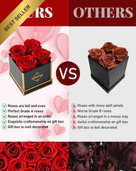 Changshunqi Forever Flowers, Preserved Roses in a Box, Eternal Rose Red