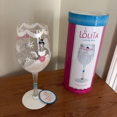 Lolita Fairytale Bride Hand Painted Wine Glass NEW