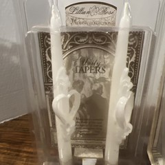 LILLIAN ROSE White CARVED Wedding Unity PILLAR CANDLE & Unity Candles NEW IN BOX