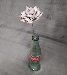 Handmade Paper Flower on stem (Gray Pattern No.5) for Wedding, St. Valentine’s