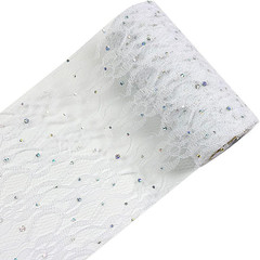 Lace Sequin Glitter Tulle Rolls 6 Inch X 10 Yards (30 Feet) White for Table Runn