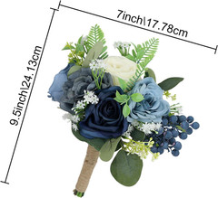 Navy Blue & White Bridesmaid Bouquets – Set of 6 Artificial Flower Arrangements