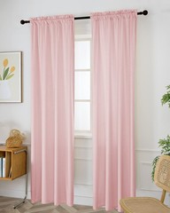 SMILETIME Pink 120in Long Velvet Curtains with Rod Pocket Thermal Insulated S…