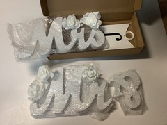 White Wooden Mr and Mrs Signs for Wedding Table, with Just Married Banner NEW