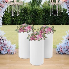 3 PCS Iron Cylindrical Display Stands Flower Display Rack Pedestal Base Type