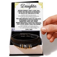 Braided Vegan Leather Bracelet & Sentimental Message Card Gift Set for Design 8