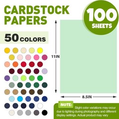100 Sheets 8.5″ X 11″ Colored Cardstock, 50 Assorted 100P, colors