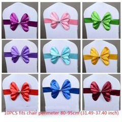10PCS Chair Cover Bow Slider Sashes Wedding Birthday Party Cocktail Hotel Decor