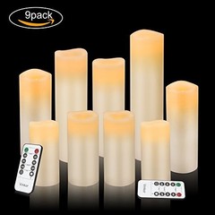 Flameless Candles Battery Operated Candles Real Wax Ivory 4″ 5″ 6″ 7″ 8″ 9″