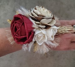 Pampas Grass Bridal Bouquet BOHO Burgundy Sola Wood Tan Cream Ivory Bridesmaid