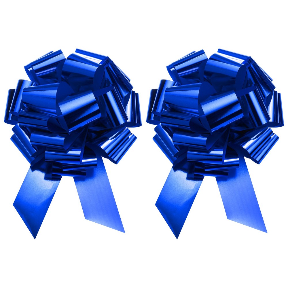 2pcs 18 Inch Extra Giant Large Pull Bow Christmas Metallic Ribbon Blue