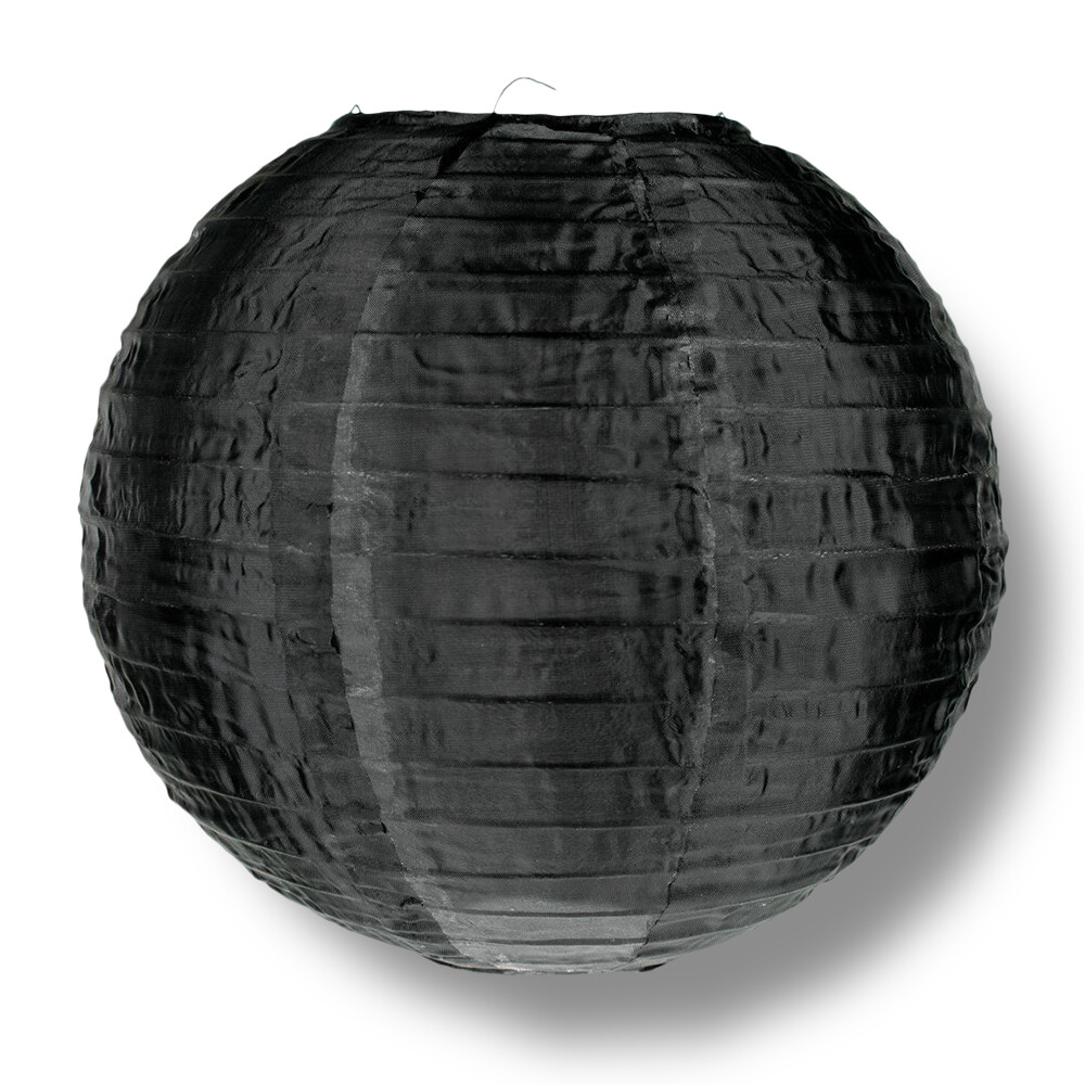 12″ Black Nylon Lantern, Even Ribbing, Durable, Hanging Decoration