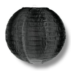 12″ Black Nylon Lantern, Even Ribbing, Durable, Hanging Decoration