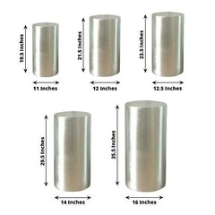 5 SILVER Fitted Metallic Spandex Cylinder Display STAND COVER Set Party Events