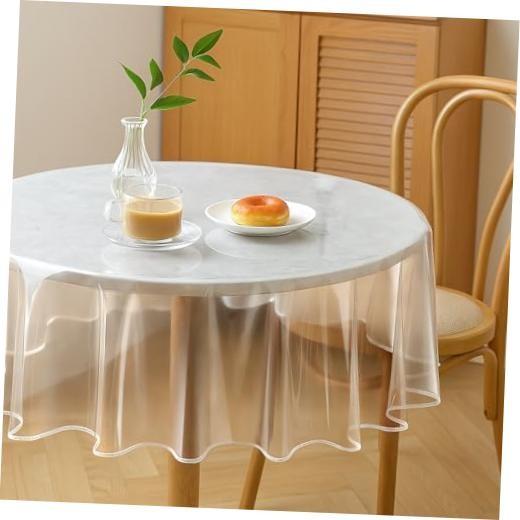 Clear Round Plastic Tablecloth Protector 70 Inch Waterproof Oilproof Stain