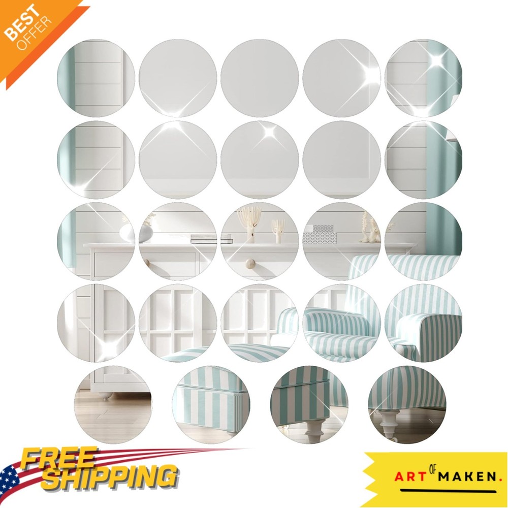24-Pack Clear Acrylic Round Mirrors – Perfect for Weddings & DIY Crafts