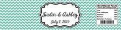 100 Chevron Mint wedding Anniversary Engagement Party Water Bottle Labels 8″x2″