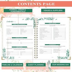 Floral Wedding Planner Book with Organizer, 5 Tabs, Hardcover, 9″ X 11.9