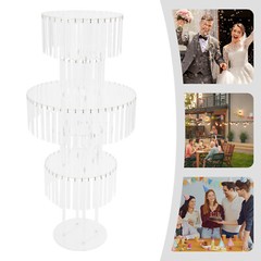 5-Tier Clear Acrylic Flower Stand with Crystal Pendants 43.3 in Wedding