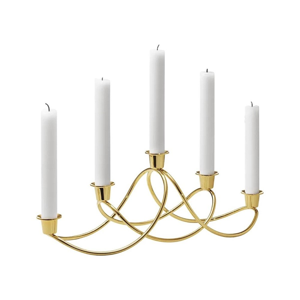 Georg Jensen Harmony Candle Holder 5 Gold 18Kt Gold Plated Candlestick NEW ORIGINAL BOX