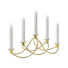Georg Jensen Harmony Candle Holder 5 Gold 18Kt Gold Plated Candlestick NEW ORIGINAL BOX