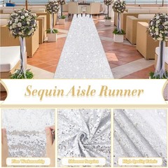 Silver Carpet Aisle Runner for Wedding Ceremony 2 ft x15 ft Sparkly Sequin We…