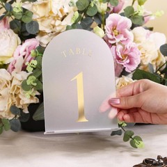 Frosted Arch Wedding Table Numbers Stands 130 Gold Foil 5×7 Acrylic 30 PCS