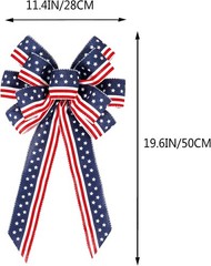2 Pack 4th of July Decor Bow for Wreath,Red White Blue Stripe Stars Tree Topper