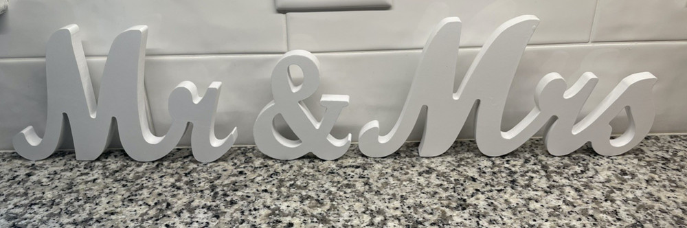Mr & Mrs Sign Large White Wooden Sign for Wedding Table Reception Anniversary