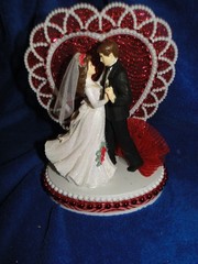 New Elegant Wedding Dancing Couple Caketop, Crystal Heart, red decor #338