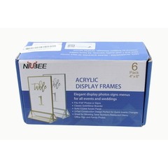 NIUBEE 6 Pack 4×6 Gold Acrylic Table Sign Holders