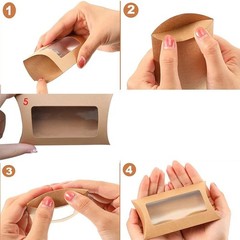Clear Window Treat Boxes – 40 Pack Kraft Pillow Boxes for Every Occasion