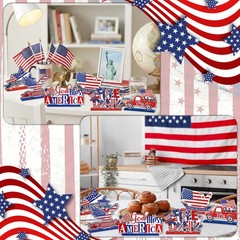 6 Pcs Independence Day Wood Tabletop Signs 4th of July Patriotic Wooden Table Ce