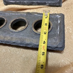 Set of 2 Tea Light Concrete and Slate Primitive Outdoor 3 Hole Candle Holder