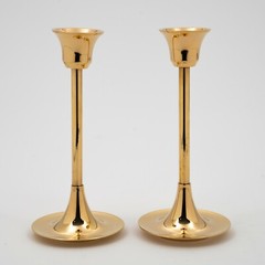 Candle Holder Brass Contemporary Wedding Reception Taper Candles 6″ High Set/2
