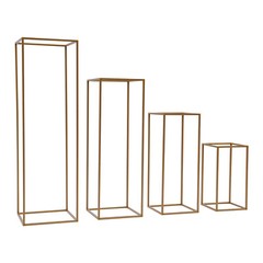 4PCS Gold Flower Stand Rectangular Rack Set For Wedding Table Centerpieces Decor