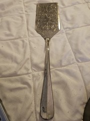 Vintage Engraved Rectangle Cake Slice Server Silver Wedding Christmas Cutlery