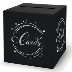 1 Pack Black and Silver Foil Card Box for Party, 8.7″ Black Gift Card Box Mon…