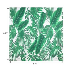 8 ft Tropical Leaves Printed Vinyl Photo Backdrop Party Banner Events Supplies