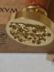 Vintage Wax «Good Luck » Seal Stamp, 25mm Brass Head and Wooden Handle Stamp