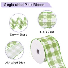 Plaid Check Ribbon, 2.5 Inch x 10 Yards Gingham Ribbon, Green