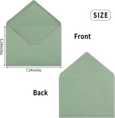 50 Pieces Sage-Green A7 Envelopes Greeting Card 5.24 x 7.24