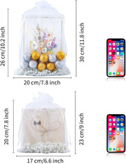 100PCS Premium Sheer Organza Bags, White Wedding Favor Bags, 6.6 x 9 inch Reusab
