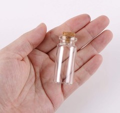MaxMau 24PCS 10ml Glass Bottles Mini Vials with Cork Stoppers for DIY Clear